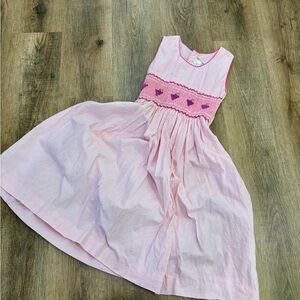 Smocked Pink Sleeveless Kids Dress with Grape Accents